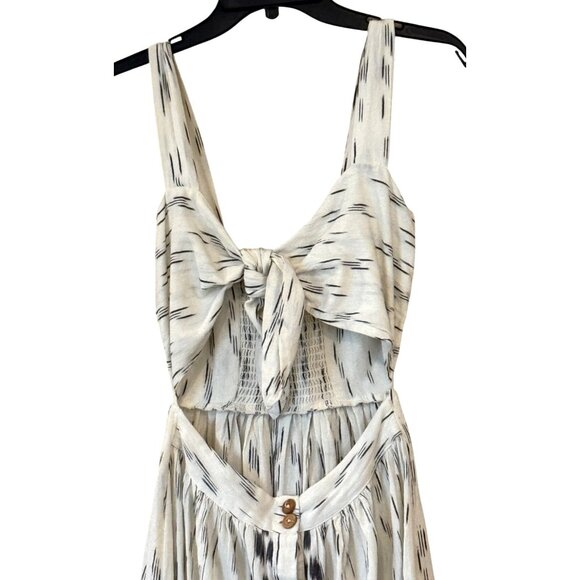 Free People Women's Tie Front Smock Back Dress Black Ivory Size XS NWT - Picture 4 of 8
